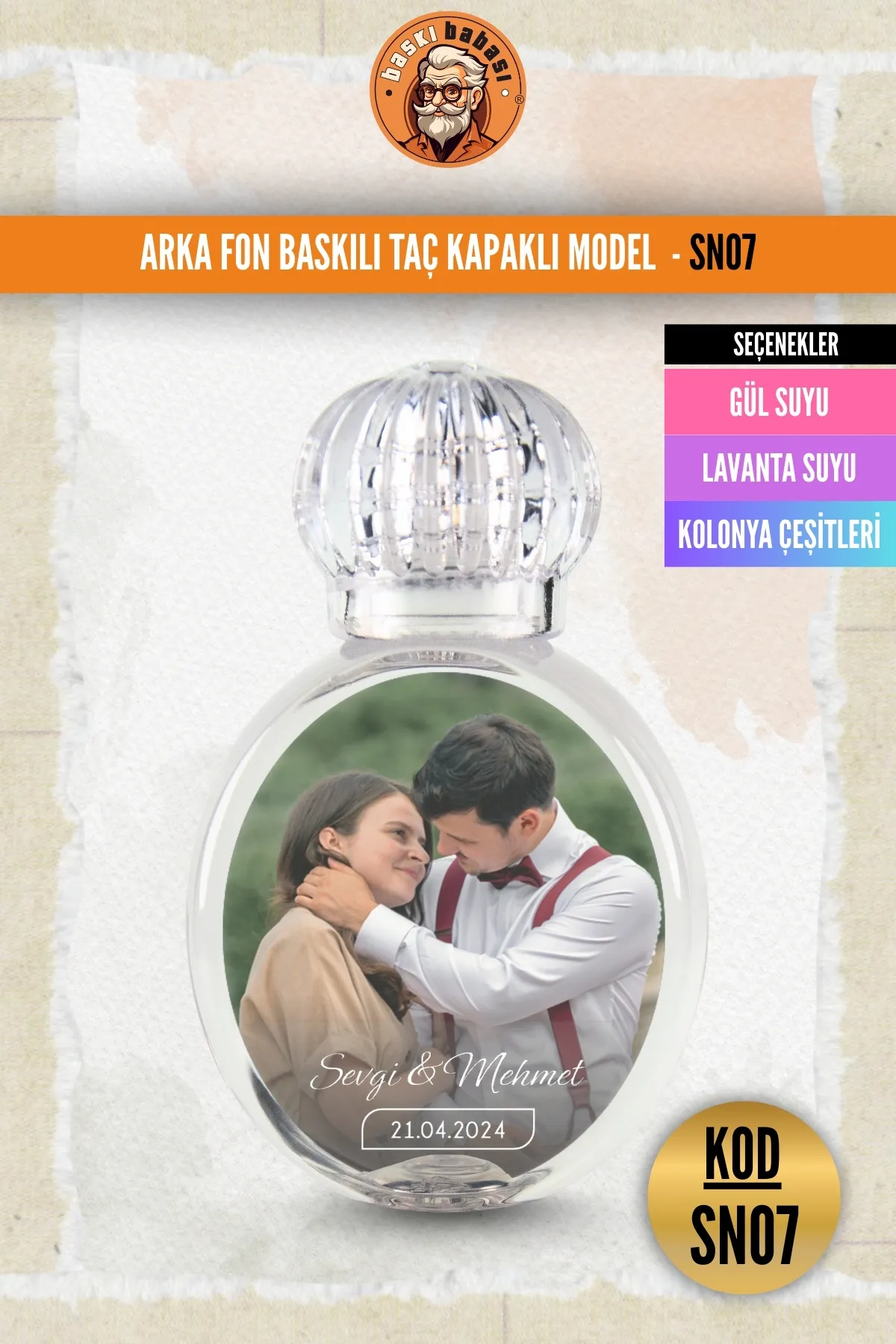 Arka Fon Baskılı Taç Kapaklı Şişe Arka Fon Baskılı Taç Kapaklı Şişe